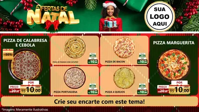 Modelo de TV para TV Horizontal com o tema Ofertas de Natal para Pizzaria