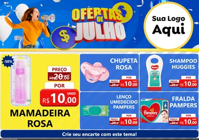 Modelo de Encarte para Encarte A4 Horizontal com o tema Ofertas de Julho para Bebês