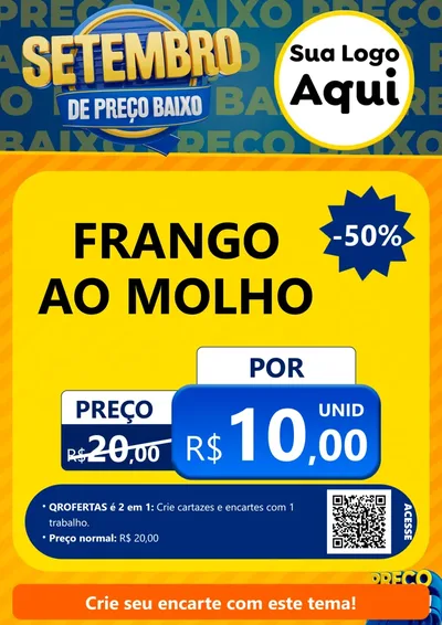 Modelo de Cartaz para Cartaz A4 Vertical com o tema Setembro De Preço Baixo para Restaurante