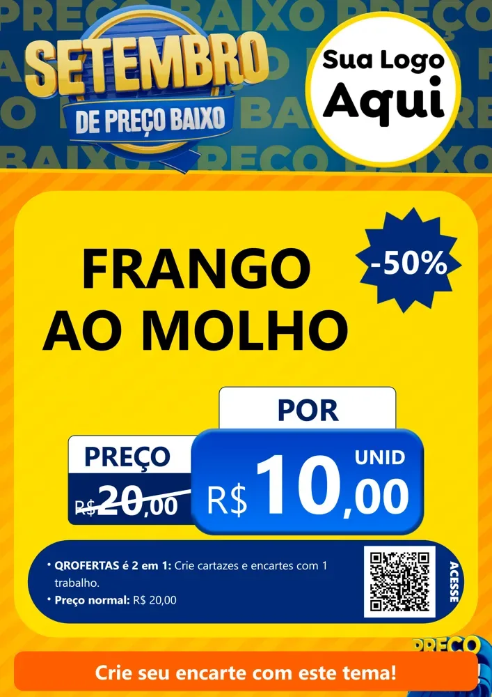 Modelo de Cartaz para Cartaz A4 Vertical com o tema Setembro De Preço Baixo para Restaurante