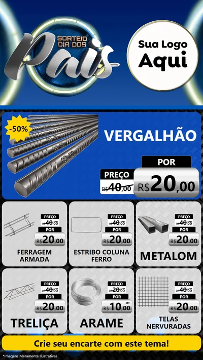Modelo de Rede Social para Stories com o tema Sorteio Dia Dos Pais para Ferragens