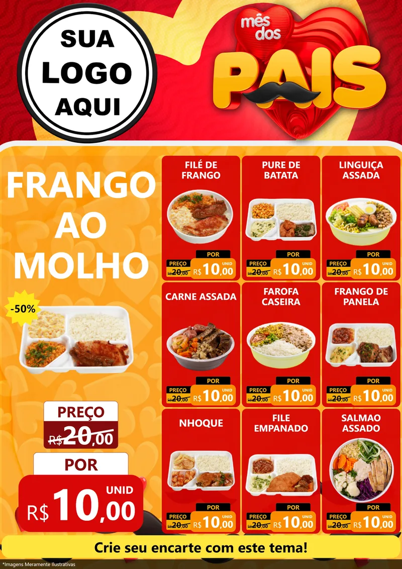 Modelo de Encarte para Encarte A4 Vertical com o tema Mês Dos Pais para Restaurante