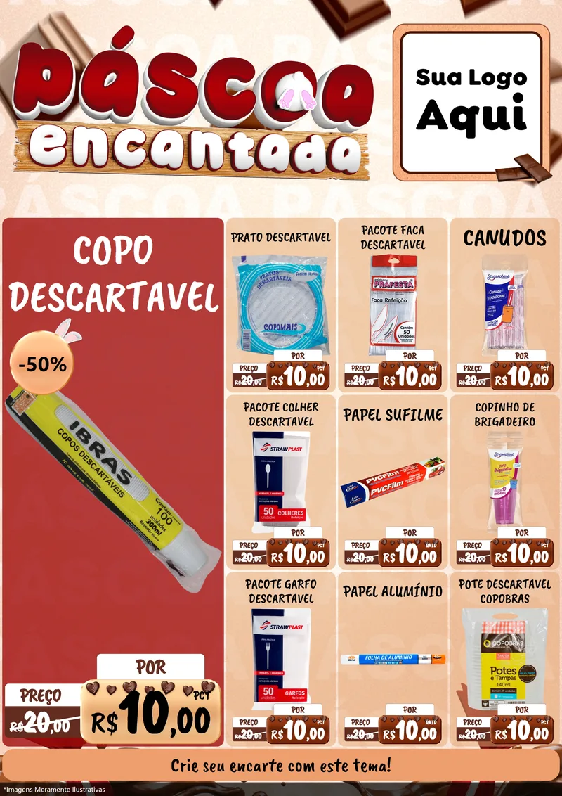 Modelo de Encarte para Encarte A4 Vertical com o tema Páscoa Encantada para Embalagens