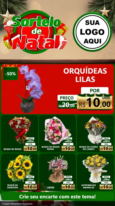 Modelo de Rede Social para Stories com o tema Sorteio de Natal para Floricultura e jardim