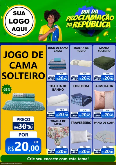 Modelo de Encarte para Encarte A4 Vertical com o tema Dia Da Proclamação Da República para Cama, Mesa e Banho