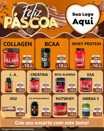 Modelo de Rede Social para Feed Instagram com o tema Feliz Páscoa para Suplementos alimentares
