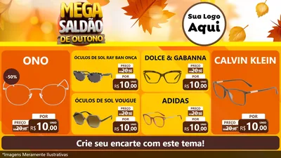 Modelo de TV para TV Horizontal com o tema Mega Saldão de Outono para Óticas
