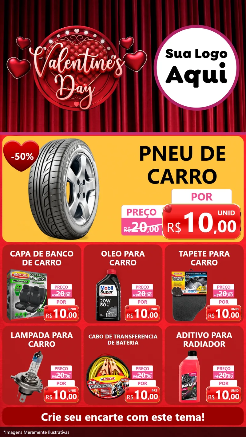 Modelo de Rede Social para Stories com o tema Valentine's Day para Auto peças