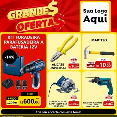 Modelo de Rede Social para Feed Facebook com o tema Grandes Ofertas para Maquinas e Ferramentas