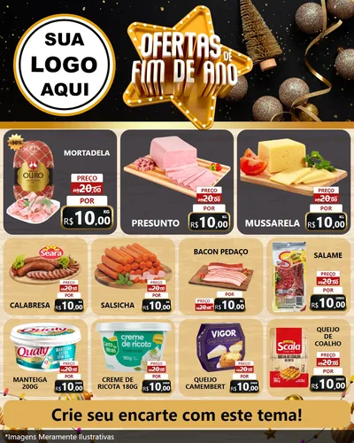 Modelo de Rede Social para Feed Instagram com o tema Ofertas de Fim de Ano para Frios e Laticínios