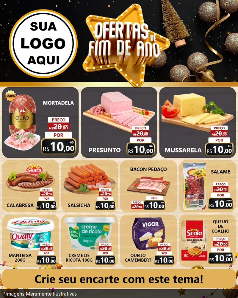 Modelo de Rede Social para Feed Instagram com o tema Ofertas de Fim de Ano para Frios e Laticínios