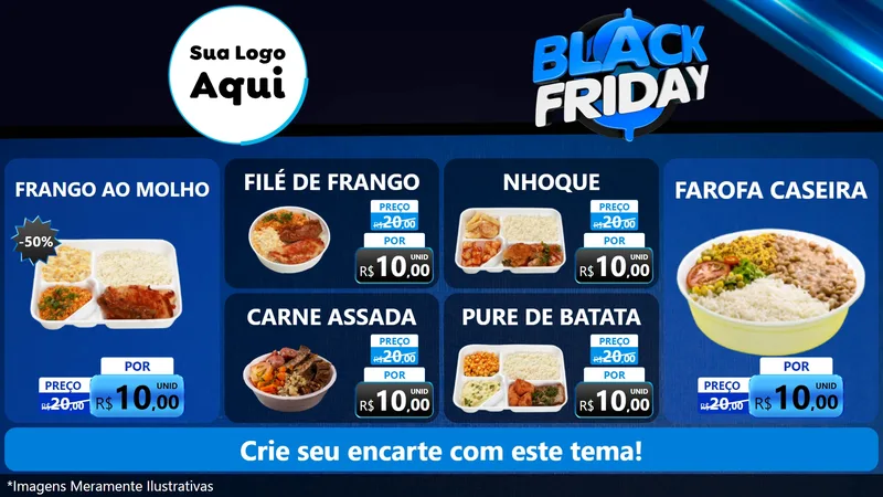 Modelo de TV para TV Horizontal com o tema Black Friday para Restaurante