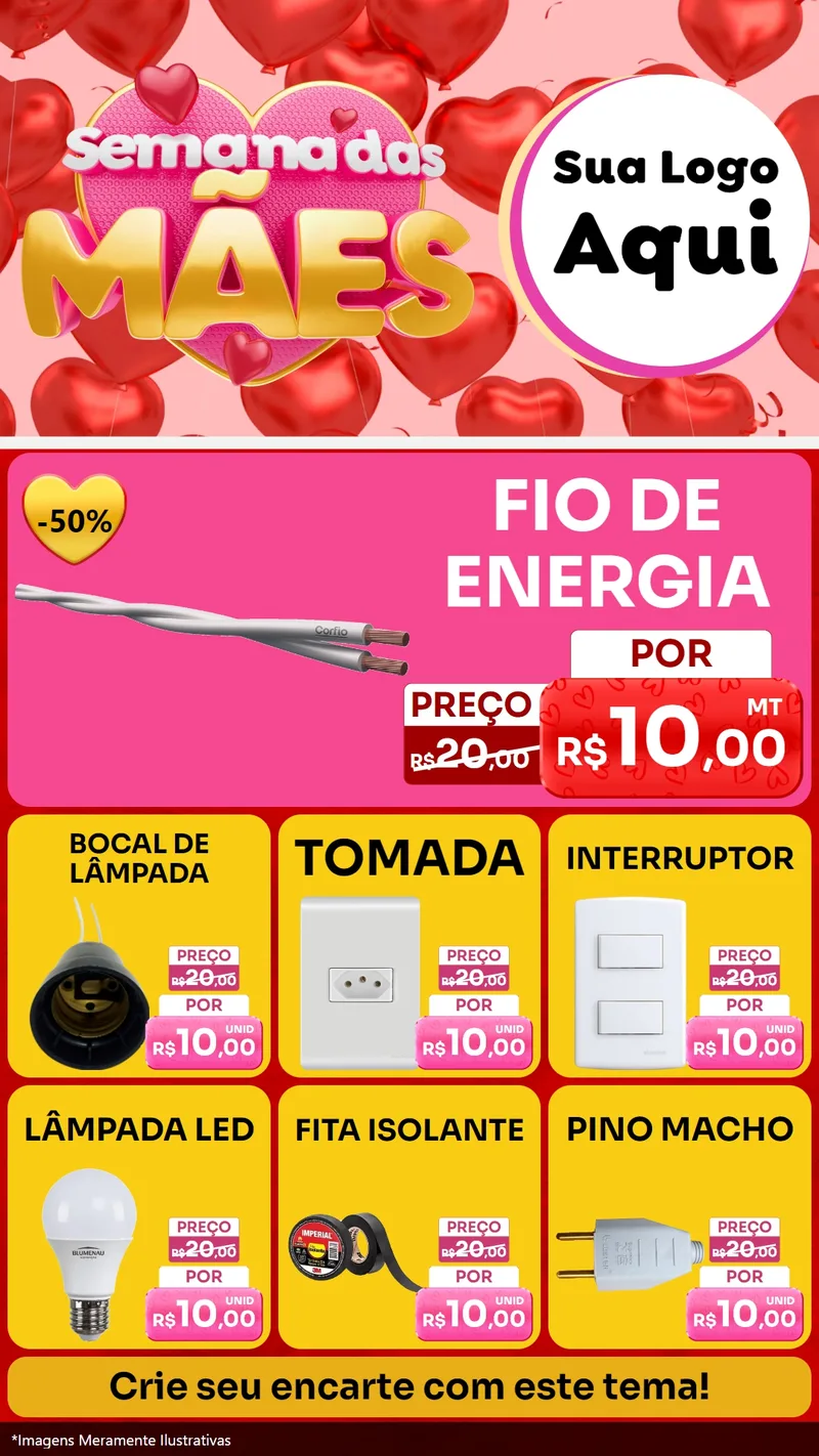 Modelo de Rede Social para Stories com o tema Semana Das Mães para Materiais Elétricos