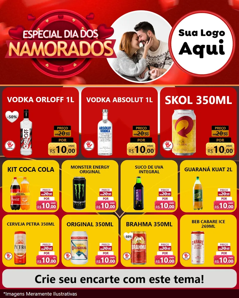 Modelo de Rede Social para Feed Instagram com o tema Especial Dia Dos Namorados para Distribuidora de bebidas