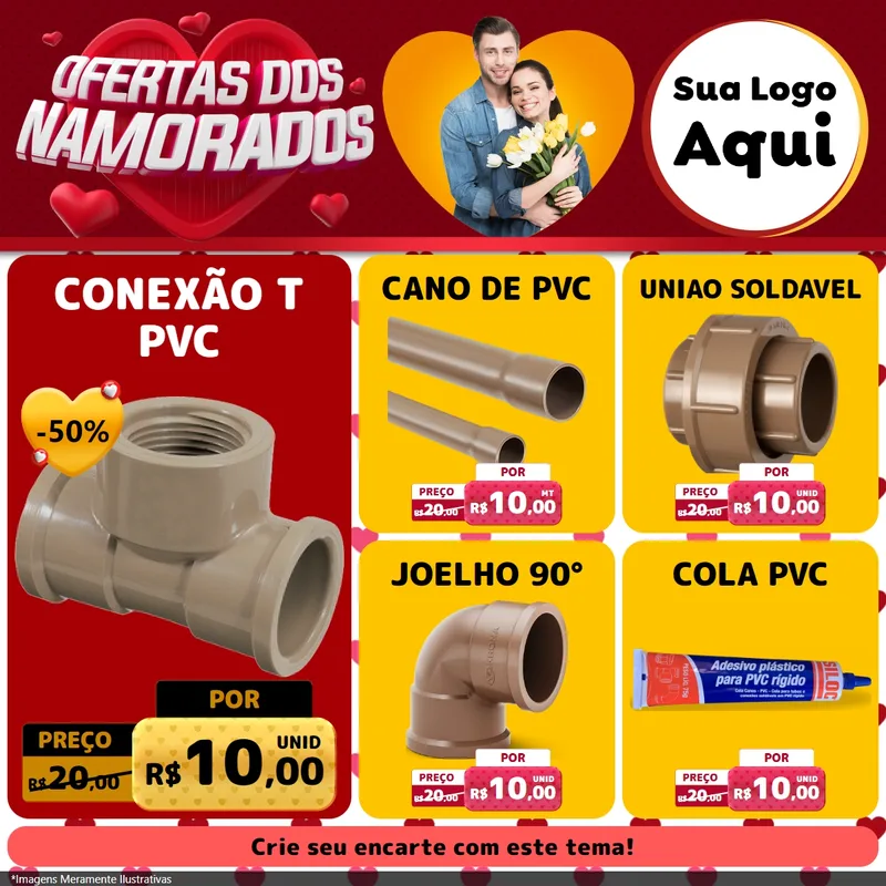 Modelo de Rede Social para Feed Facebook com o tema Ofertas Dos Namorados para Tubos e conexões