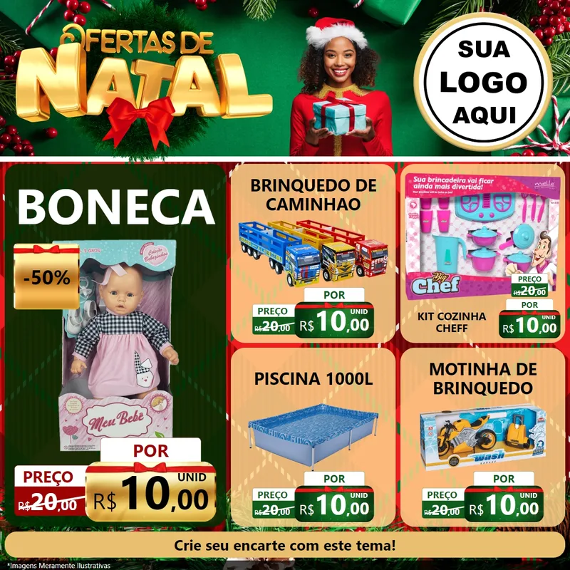 Modelo de Rede Social para Feed Facebook com o tema Ofertas de Natal para Brinquedos