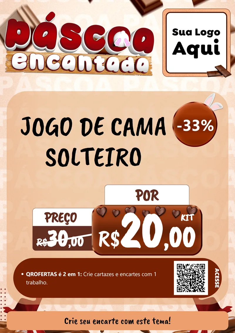 Modelo de Cartaz para Cartaz A4 Vertical com o tema Páscoa Encantada para Cama, Mesa e Banho