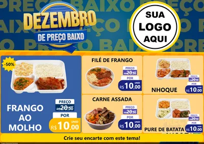 Modelo de Encarte para Encarte A4 Horizontal com o tema Dezembro de Preço Baixo para Restaurante