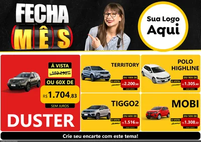 Modelo de Encarte para Encarte A4 Horizontal com o tema Fecha Mês para Concessionaria de Carros