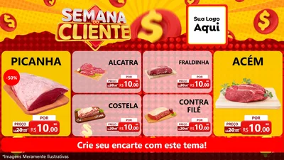 Modelo de TV para TV Horizontal com o tema Semana do Cliente para Açougue