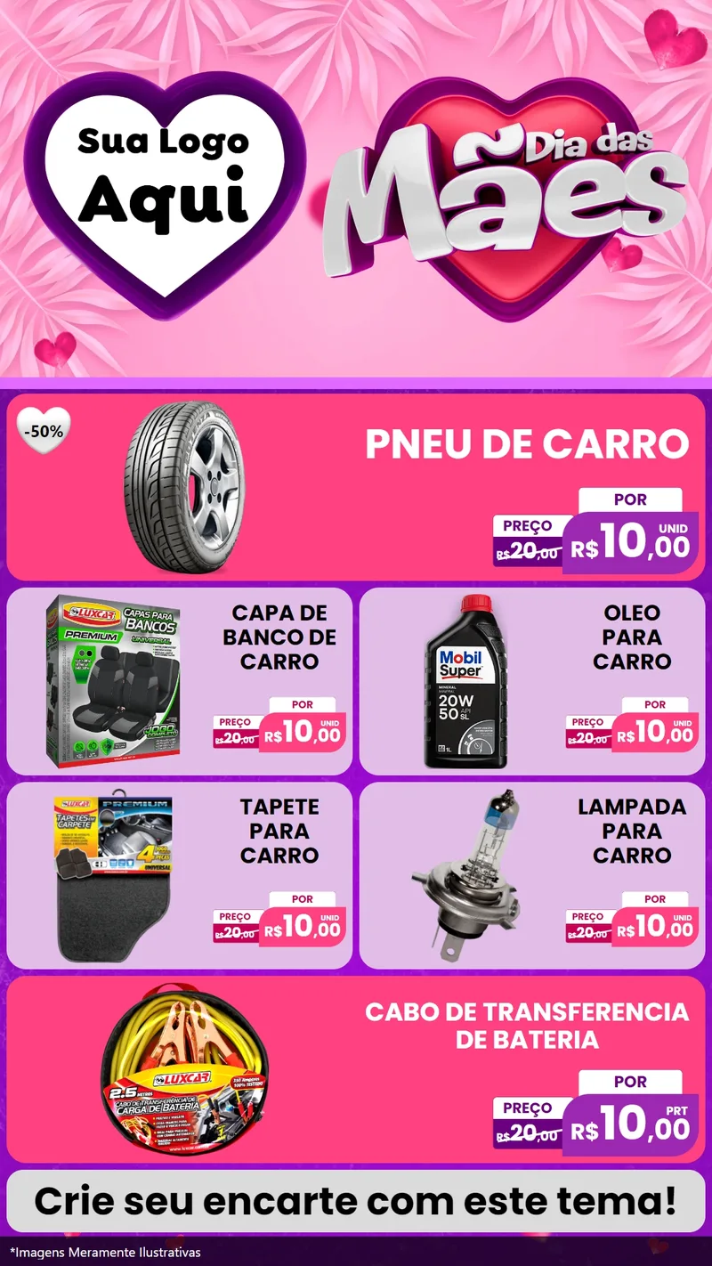 Modelo de TV para TV Vertical com o tema Dia das Mães para Auto peças