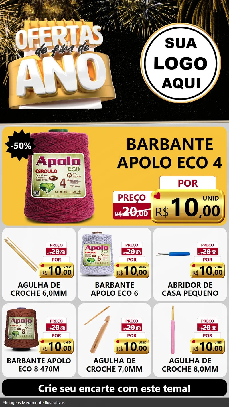 Modelo de Rede Social para Stories com o tema Ofertas de Fim de Ano para Armarinho e Aviamentos