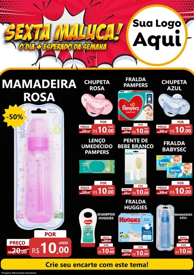 Modelo de Encarte para Encarte A4 Vertical com o tema Sexta Maluca! para Bebês