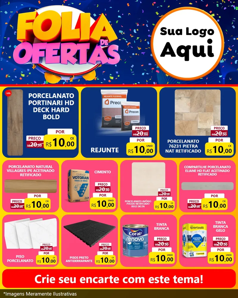 Modelo de Rede Social para Feed Instagram com o tema Folia de Ofertas para Pisos e revestimentos