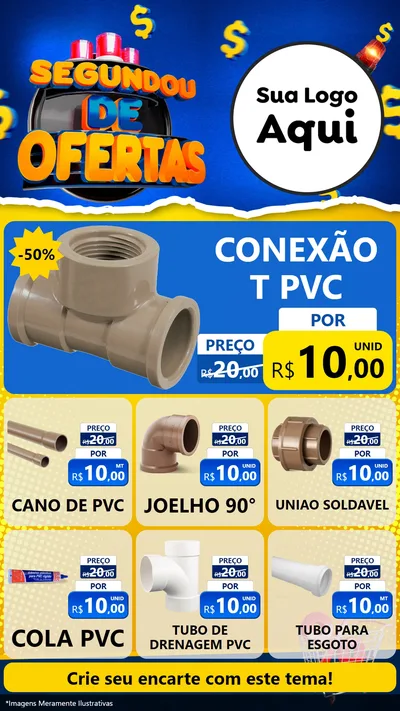 Modelo de Rede Social para Stories com o tema Segundou de Ofertas para Tubos e conexões