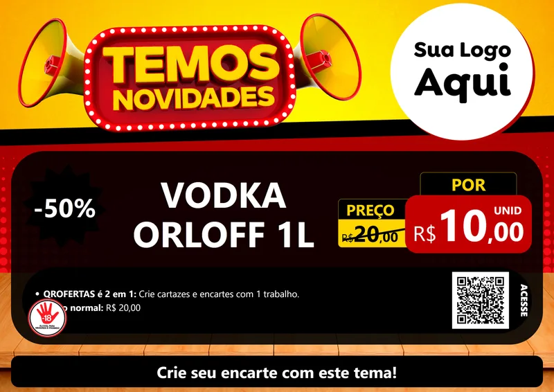 Modelo de Cartaz para Cartaz A4 Horizontal com o tema Temos Novidades para Distribuidora de bebidas