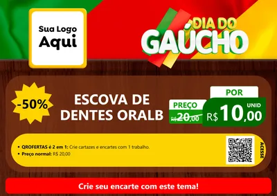Modelo de Cartaz para Cartaz A4 Horizontal com o tema Dia do Gaúcho para Higiene Pessoal