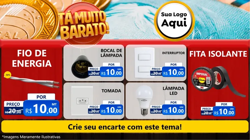 Modelo de TV para TV Horizontal com o tema Está Muito Barato para Materiais Elétricos