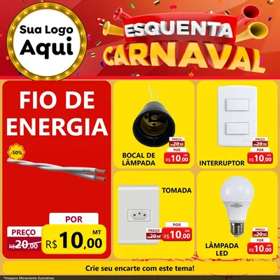 Modelo de Rede Social para Feed Facebook com o tema Esquenta Carnaval para Materiais Elétricos