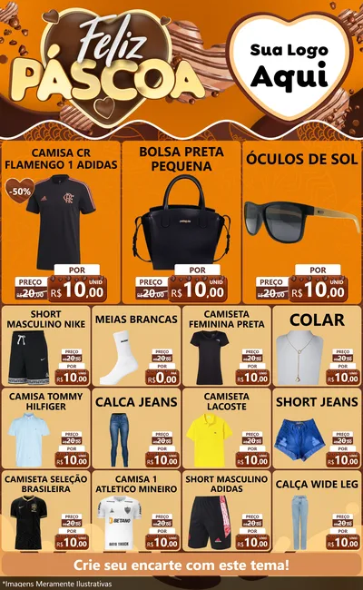 Modelo de Encarte para Encarte Grande com o tema Feliz Páscoa para Roupas e acessórios