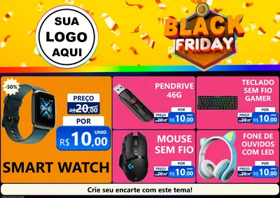Modelo de Encarte para Encarte A4 Horizontal com o tema Black Friday para Informática
