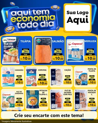 Modelo de Rede Social para Feed Instagram com o tema Aqui Tem Economia Todo Dia para Peixaria