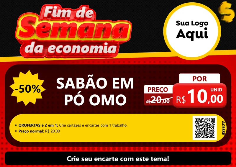 Modelo de Cartaz para Cartaz A4 Horizontal com o tema Fim de Semana da Economia para Produtos de Limpeza