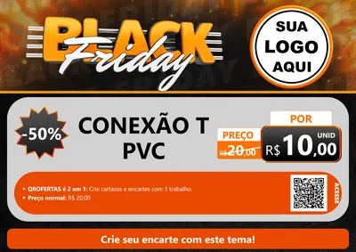 Modelo de Cartaz para Cartaz A4 Horizontal com o tema Black Friday para Tubos e conexões