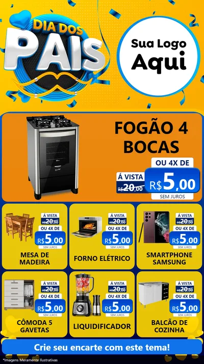 Modelo de Rede Social para Stories com o tema Dia dos Pais para Móveis e Eletro