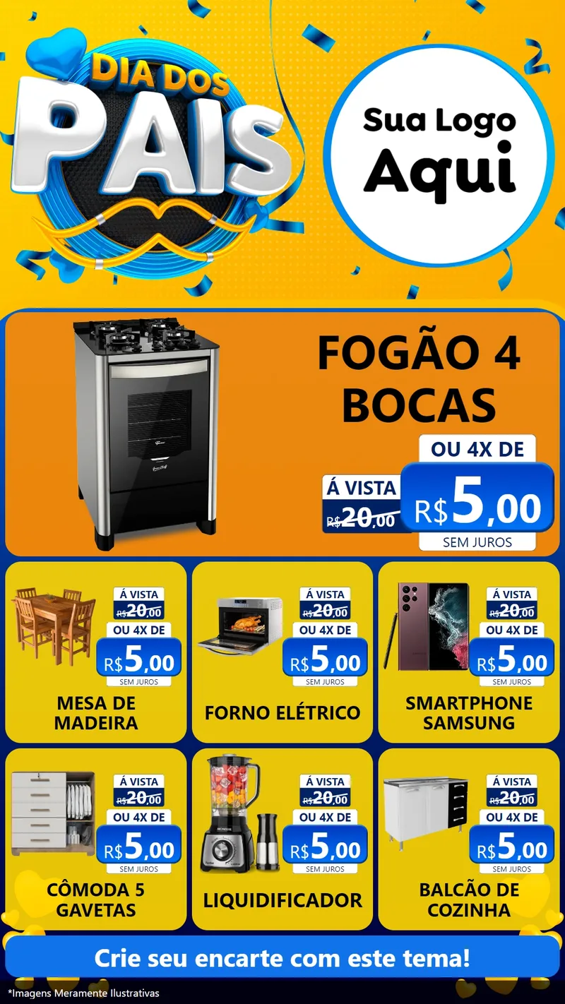 Modelo de Rede Social para Stories com o tema Dia dos Pais para Móveis e Eletro
