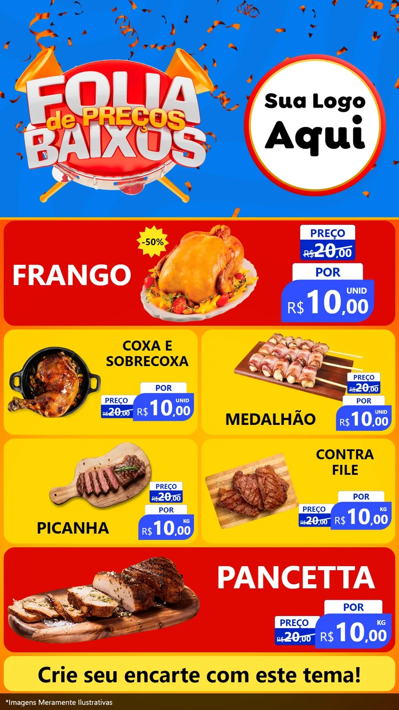 Modelo de TV para TV Vertical com o tema Folia de Preços Baixos para Assados