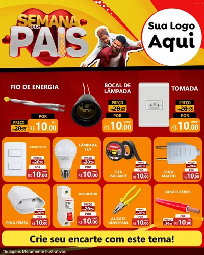 Modelo de Rede Social para Feed Instagram com o tema Semana Dos Pais para Materiais Elétricos