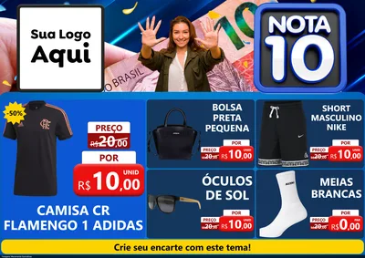 Modelo de Encarte para Encarte A4 Horizontal com o tema Nota 10 para Roupas e acessórios