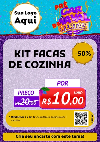 Modelo de Cartaz para Cartaz A4 Vertical com o tema Pré Carnaval de Ofertas para Utilidades Domésticas
