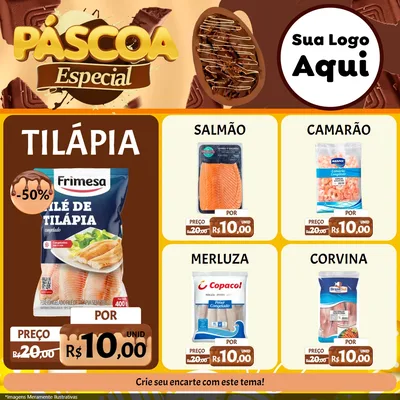 Modelo de Rede Social para Feed Facebook com o tema Páscoa Especial para Peixaria