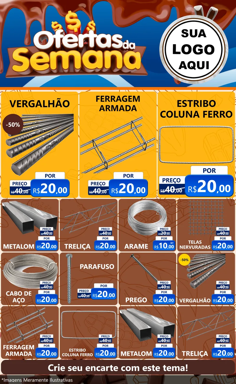 Modelo de Encarte para Encarte Grande com o tema Ofertas da Semana - Páscoa para Ferragens