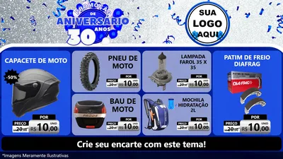 Modelo de TV para TV Horizontal com o tema Promoção de Aniversário - 30 Anos para Moto peças