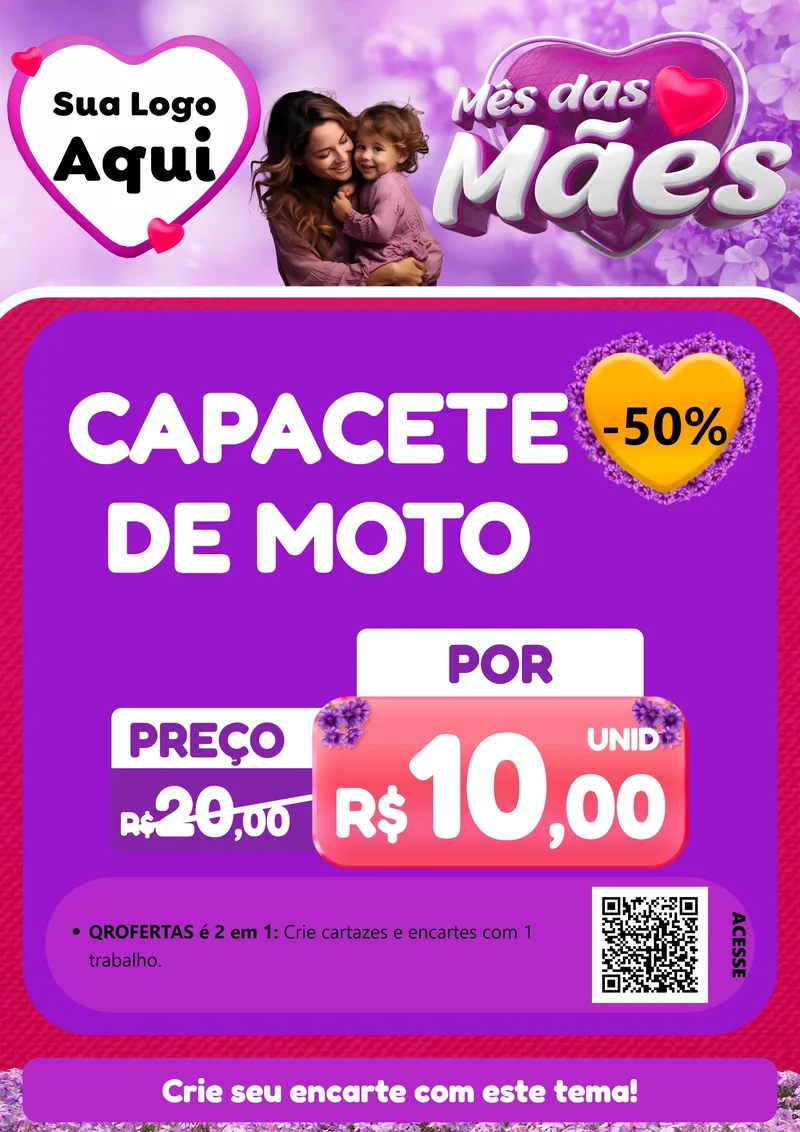Modelo de Cartaz para Cartaz A4 Vertical com o tema Mês das Mães para Moto peças