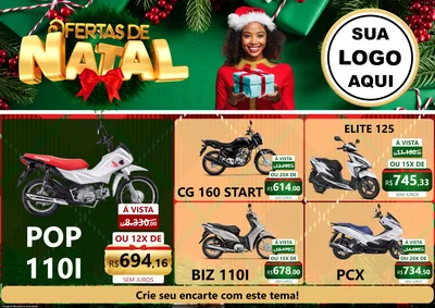 Modelo de Encarte para Encarte A4 Horizontal com o tema Ofertas de Natal para Concessionaria de Motos