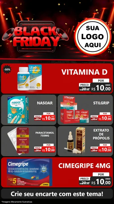 Modelo de TV para TV Vertical com o tema Black Friday para Farmácia